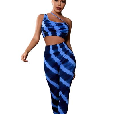 China New Seamless Tie Dye Sports 2 Piece Suits Yoga Bra Fitness Leggings Seamless Gym Fitness Sets For Women Clothes for sale