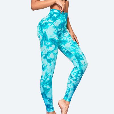 China High Waisted Breathable Tie Dye Leggings Wholesale Gym Sport Gaiters Yoga Fitness Pants For Women for sale