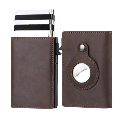 China 2022 Normcore/Minimalist Design Air Tag Wallet Air Tag Metal Card Holder PU Airtag Case Leather Wallet for sale