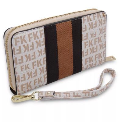 China RFID Factory Price PU Leather Ladies Pinch Women Long Zipper Chain Wallet Wallets for sale