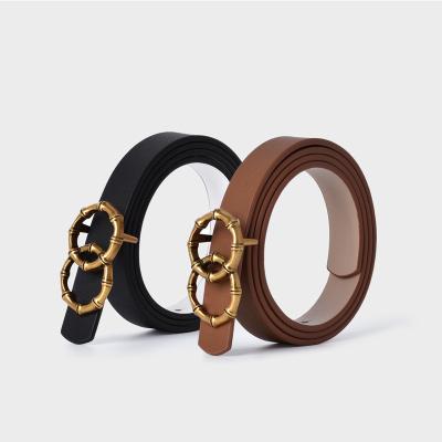 China Cowhide Belts 2022 Women's Round PU Leather Buckle Women's Leather Belt Women Ladies Leather Belt for sale