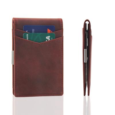 China Fashion/Casual Money Money Leather Clips RFID Wallet Custom Leather Smart Card Holder Men's Leather Clips for sale