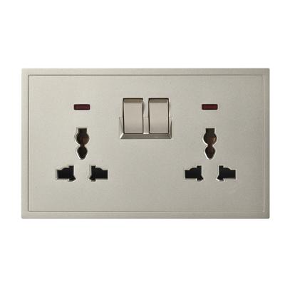 China Factory Supply 16A 6 Pin With Neon Made In China British Standard Surface Bronze Or Red Copper+Phosphor Double Switch Wall Socket PC Wall Sockets for sale