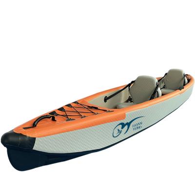 China Newly Design PVC Drop Stitch Foldable Inflatable Kayak Two Person Kayak Fishing Rowing Boat Entertainment Water for sale