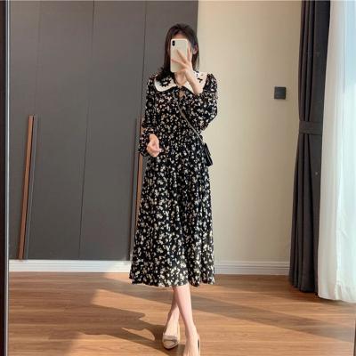 China New Breathable Aesthetic Floral Sexy Long Sleeve Dress Women Lapel Dress Streetwear for sale