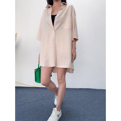 China Wholesale Anti-Wrinkle Women Solid Colors Shirts Style Fashion Casual Button Down Shir Short Dress for sale