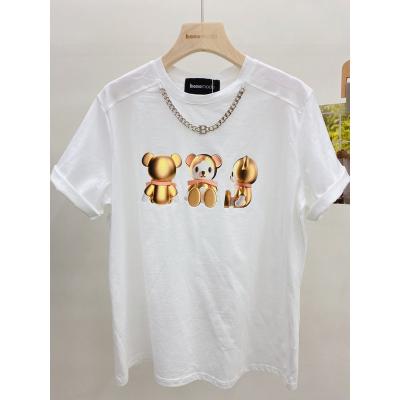 China 2022 Women's Breathable T-shirts O Neck Short Sleeve Boutique T-shirt Printing Bear Graphic Tee for sale