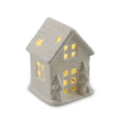 China Wholesale Christmas Home Table Decoration Christmas House with LED Light Customized Ceramic Hot Sale Handmade Handmade LED Lighthouse for sale