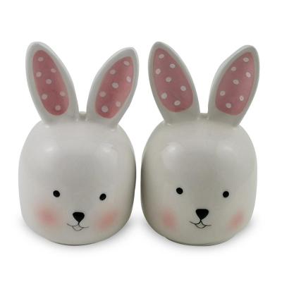 China Sustainable Easter Bunny Salt and Pepper Keepers S/2 Dolomite 3D Rabbit Salt and Pepper Shakers for sale