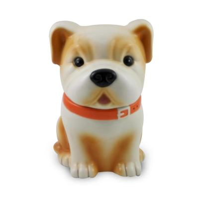 China Food Safe Cookie Jar in Dog Shape Dog Design Storage Jar Handpainting 3D Ceramic Dolomite Canister for sale