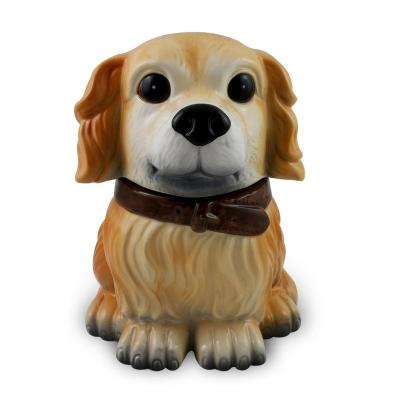 China Modern Ceramic Dolomite 3D Dog Shape Canister Dog Cookie Jar Handpainting Design Animal Storage Jar for sale