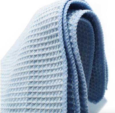 China Blue Microfiber Stock 40x40cm Microfiber Waffle Towel Microfiber Cloth For Glass Microfiber Cleaning Cloth For Car for sale