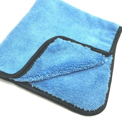 China Compressed Car Microfiber Polishing Cleaning Cloth 40x40cm With Two Different Side,Thickest Long Pile Microfiber Towel With Strip Edge for sale