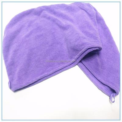 China Compressed Purple Terry Hair Towel Turban Hair Drying Towel Soft Microfiber Hair Towel Hair Towel for sale