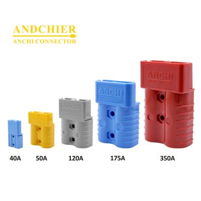 China Pvc 2PIN 50A/120A/175A/350A 600V connector waterproof Anderson Connector electric forklift battery charging plug for sale