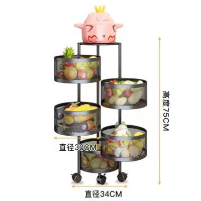 China 2021 New Design Kitchen Fruit And Vegetable Storage Multi-Layer Sustainable Movable Basket Rack Rotating Storage Rack for sale