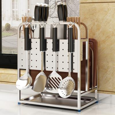 China Viable 304 Stainless Steel Knife Rack Storage Rack Cutting Board Kitchen Storage Organizer Kitchen Accessories for sale