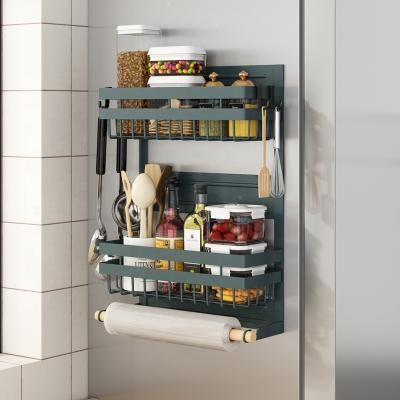 China New Function Fridge Rack Side Fridge Storage Magnetic Wall Mounted Multi Viable Rack Kitchen Magnetic Spice Rack for sale