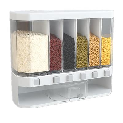 China Sustainable Plastic Rice Dispenser 10 Kg Rice Storage Dispenser Food Grid Grain Storage Box Wall Mounted Rice Dispenser Box for sale