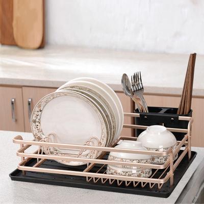 China Amazon Drain Dish Rack Kitchen Dish Rack Household Dish Organizer Sink Table Chopsticks Sustainable Aluminum Water Filter Holder for sale