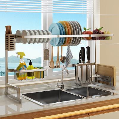 China Wholesale 304 Stainless Steel Dish Rack Adjustable Kitchen Dish Rack Shelf Storage for sale