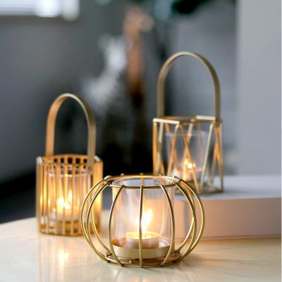 China Viable Modern Glass Candle Holder Tealight Lantern Candle Holder Decorating Metal Candle Holders Wedding Decoration for sale