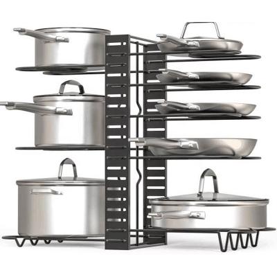 China Amazon Viable Pot and Pan Organizer Rack 5 Layers 8 Layers Pot Holder Kitchen Chopper Pot Cover Rack Multi-Layer for sale