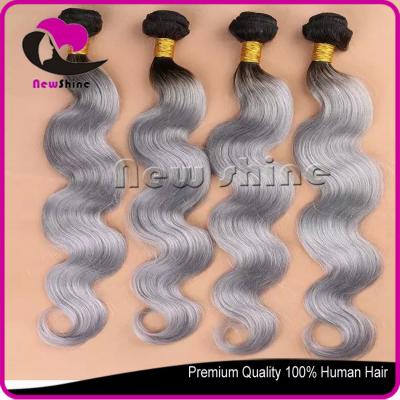 China Free Shipping Ombre Grey Two Tone 10A Grades 100% Brazilian Human Hair With 4*4inch Lace Closure 1B/Grey Match for sale