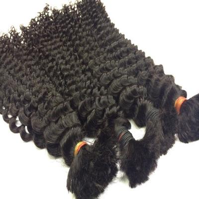 China Free Shipping Natural Color Curly Wave Bulk Hair 10A Grades 100% Brazilian Hair For Braiding From 10inch to 30inches for sale