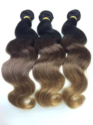 China Free Shipping Ombre Three Color 1B/4/27# 10A Grades 100% Brazilian Human Hair Extensions Body Wave Also Have Closure for sale