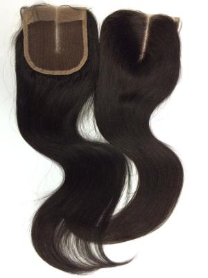 China Top Quality Hot Unprocessed Natural Color Knot Bleached Brazilian Hair  Middle Part 4*4inch Lace Closure Silky Straight for sale