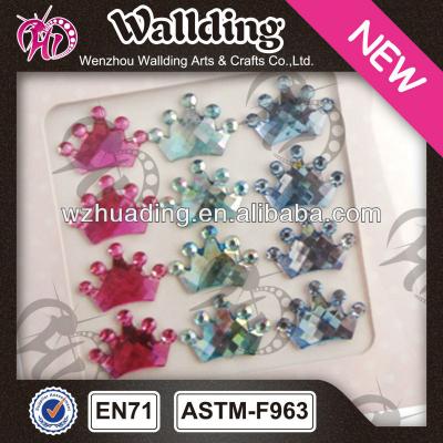 China Decorative Crown Shape 3d Sticker Rhinestone Acrylic Gem Stickers for sale