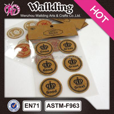 China Creative 3d barcode design cork wood printing logo clothing label food label sticker for sale