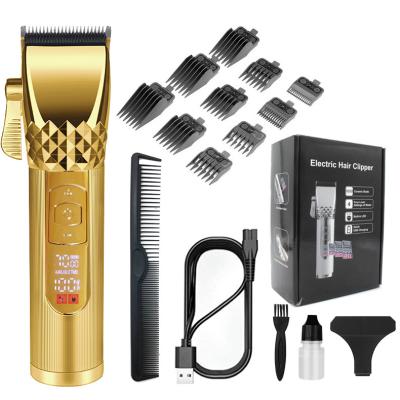 China Hotel Professional Gold Hair Trimmer LCD Display Ceramic Blade Clippers Barber Hair Trimmers for sale