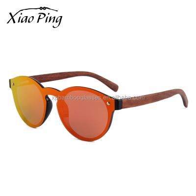 China Hot Custom Made PC One Piece Frame Lens Fashion Sun Glasses Promo Women Wooden Sunglasses for sale