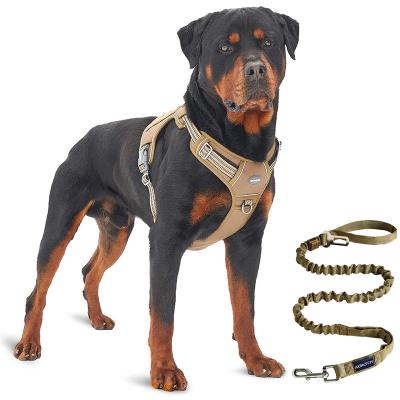 China Wholesale Thoughtful No Dog Pull Tactical Harness With Heavy Duty Leash For Large Dogs Training Dog Harness Set for sale