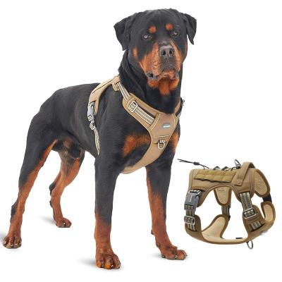 China Wholesale Reflective Tactical Dog Harness Vest For Large Dog Security Pet Military Harness With Easy Control Handle for sale