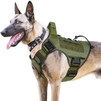 China Custom Reflective Logo Reflective Waterproof No Pull Pet Harness Dog Harness Tactical Vest With Handle For Large Dog for sale