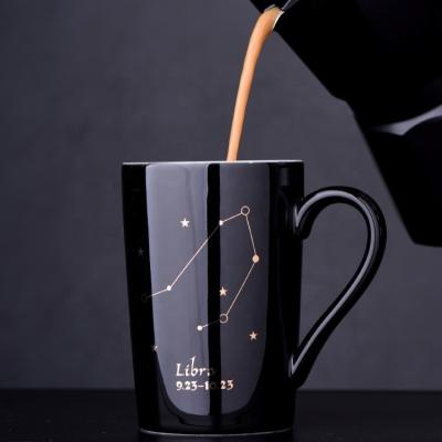 China Cheap Stocked Black 12 Horoscope Price Coffee Mug Constellations Ceramic Mug for sale