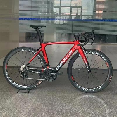 China Bicycle 105 R7010 Groupset 50mm Wheelset CARROWTER Full Carbon Fiber Road Bike Full Direct Brake Black Red Clear Mount for sale