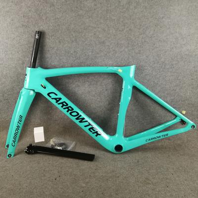 China Road Bikes T1000 UD CARROWTER Gloss Blue Carbon Frames Road Bike Direct Mount Brake Bicycle Frameset With 50 53 55 57cm for sale