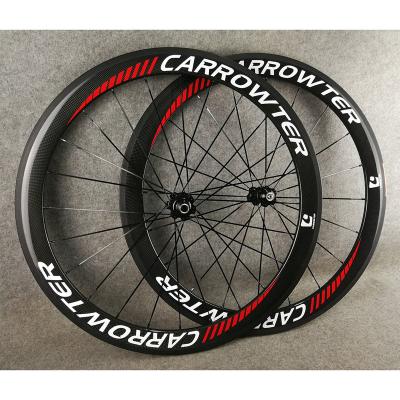 China Road Bikes 700c 3K Logo Black Red White Glossy 50mm CARROWTER Carbon Road Wheels Bike Bicycle Wheelset Anvil Novatec A271 Hubs for sale