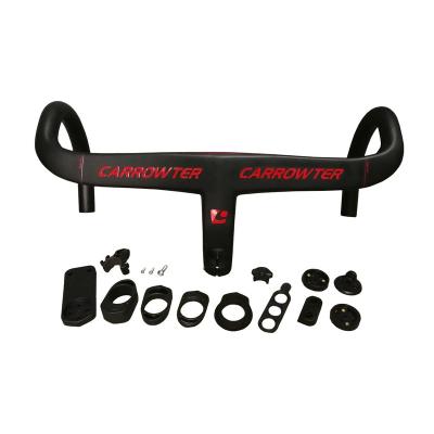 China Road Bikes Integrated Logo Black UD CARROWTER Road Bike Carbon Red Matte Handlebar With 28.6mm Diameter 400 420 440*90 100 110 120mm for sale