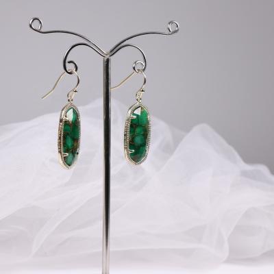 China FASHIONABLE Line Malachite Oval Earring Gold Pendant Hand Set Accessories for sale