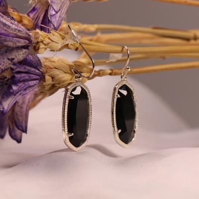 China TRENDY European and American geometric cut fashion earrings black glass pendant accessories for sale