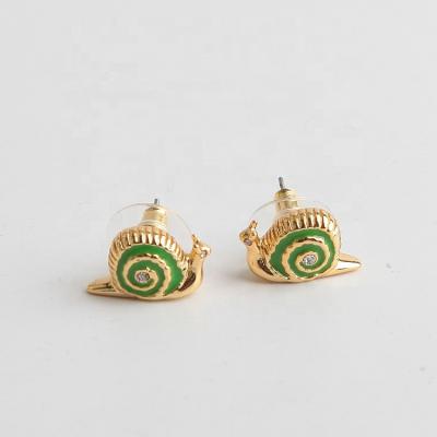 China Beautiful CLASSIC European and American style jewelry enamel luster green snail ear stud permutation for sale