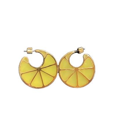 China European and American style sweet ornaments cute delicate lemon fruit pastoral earrings for sale