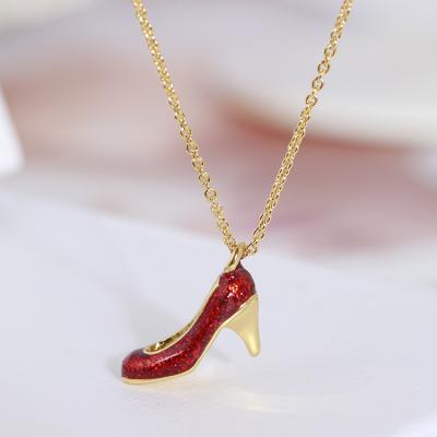 China FASHIONABLE Wholesale Exquisite Red Set Of Fashion Accessories Small Glitter Heels Necklace Earrings for sale