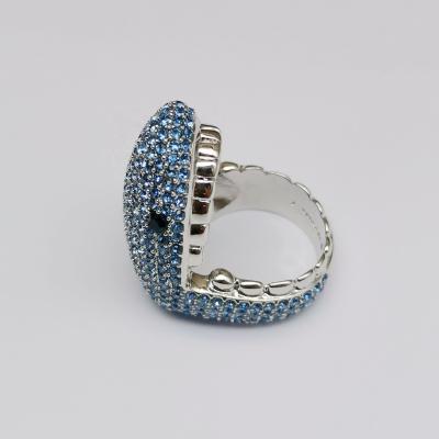 China Personality Cute European Animal Fashion Niche Micro Zircon Tooth Blue Shark Ring for sale