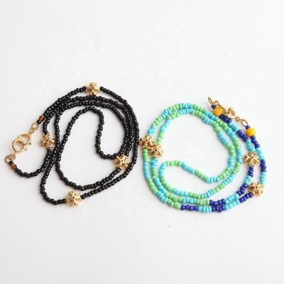 China FASHIONABLE Europe and USA Daily Series Tlogo T Double Color Beads Shape Necklace Glass Chain for sale